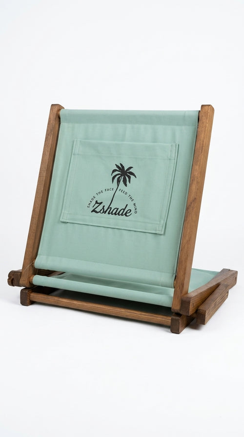 ZShade Portable Beach Shade & Lounger  – Cyan Adjustable Wooden Sun Canopy