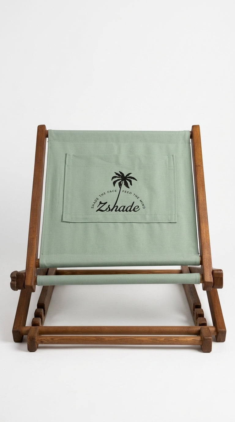 ZShade Portable Beach Shade & Lounger  – Cyan Adjustable Wooden Sun Canopy